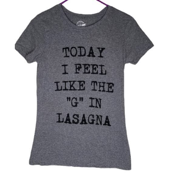 Gray Graphic T-shirt - Feel Like the G in Lasagna - Picture 1 of 3
